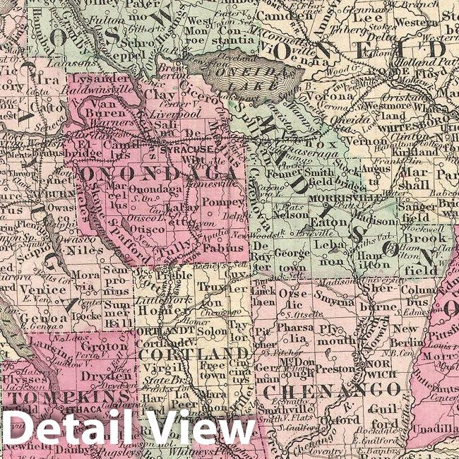 Historic Map : Johnson Map of New York, 1864, Vintage Wall Art