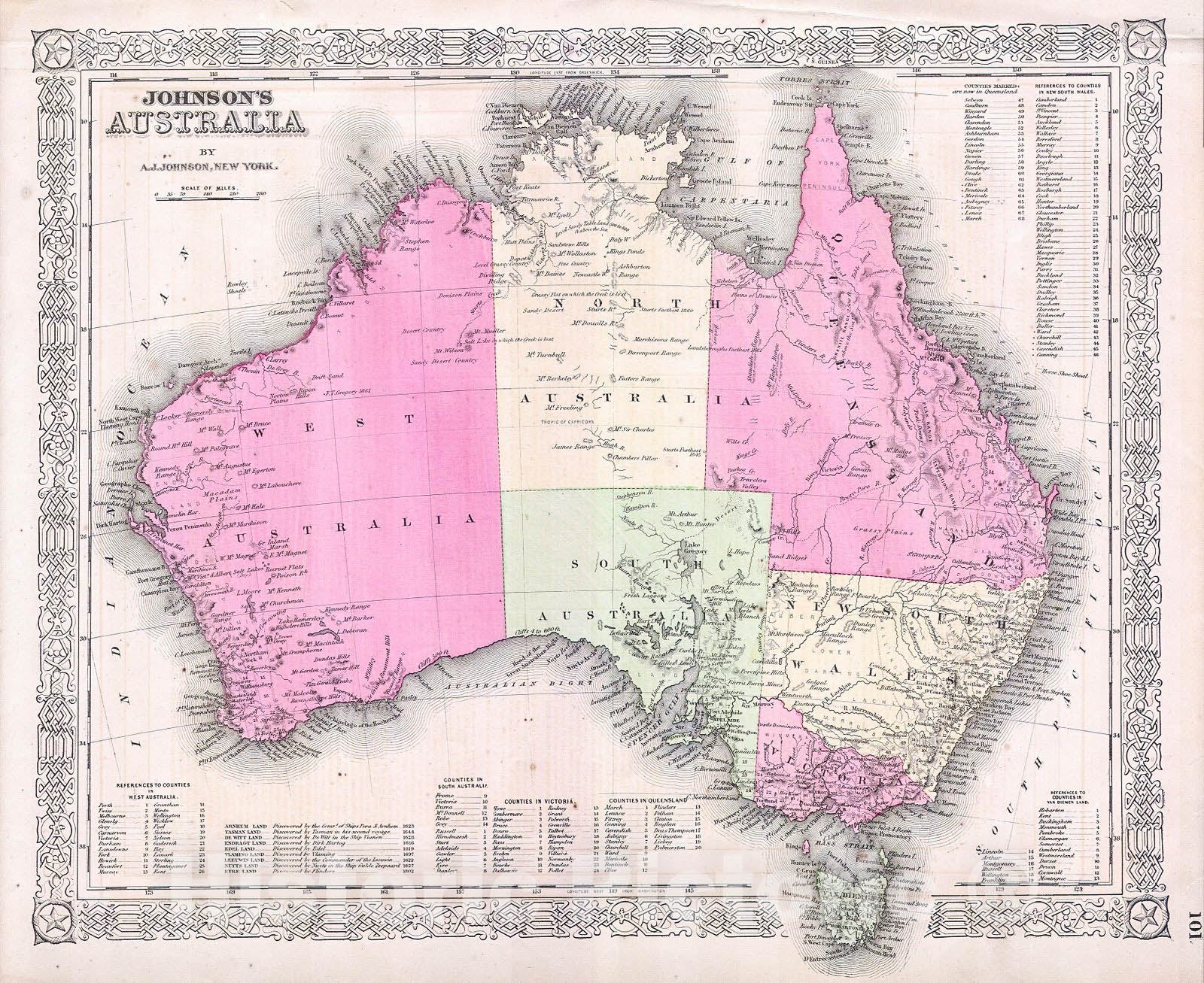 Historic Map : Johnson Map of Australia , Version 2, 1865, Vintage Wall Art