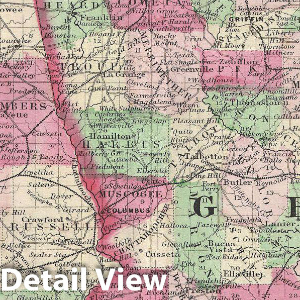Historic Map : Johnson Map of Georgia and Alabama, Version 2, 1865, Vintage Wall Art