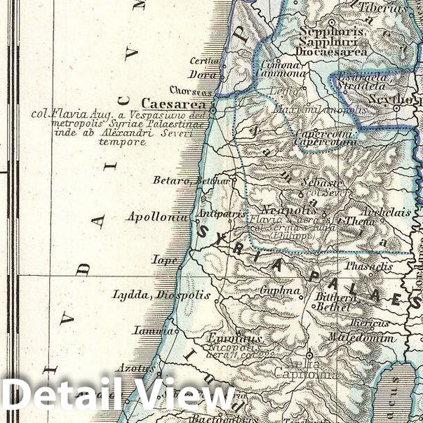 Historic Map : Spruner Map of The Holy Land, Israel, or Palestine in Antiquity , 1865, Vintage Wall Art
