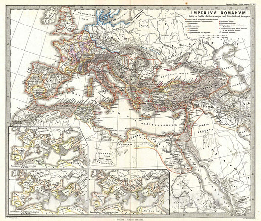 Historic Map : Spruner Map of The Roman Empire Under Diocletian , 1865, Vintage Wall Art