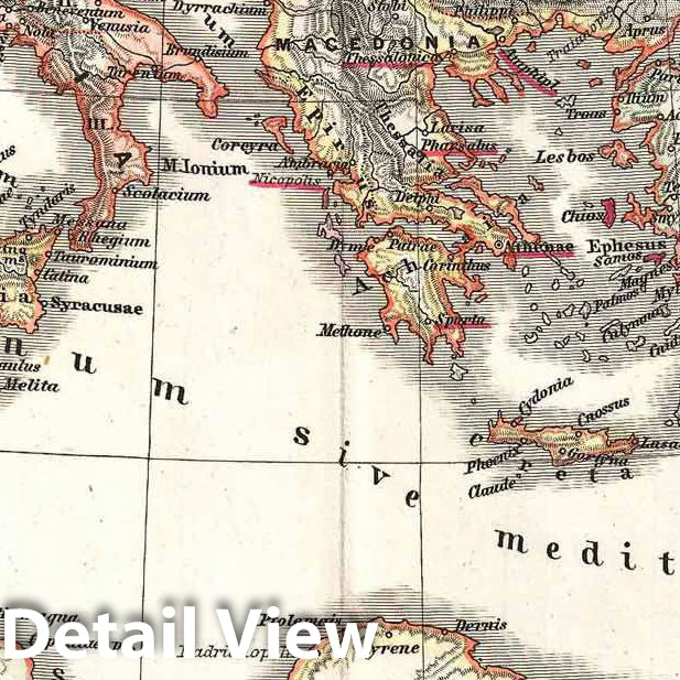 Historic Map : Spruner Map of The Roman Empire Under Diocletian , 1865, Vintage Wall Art