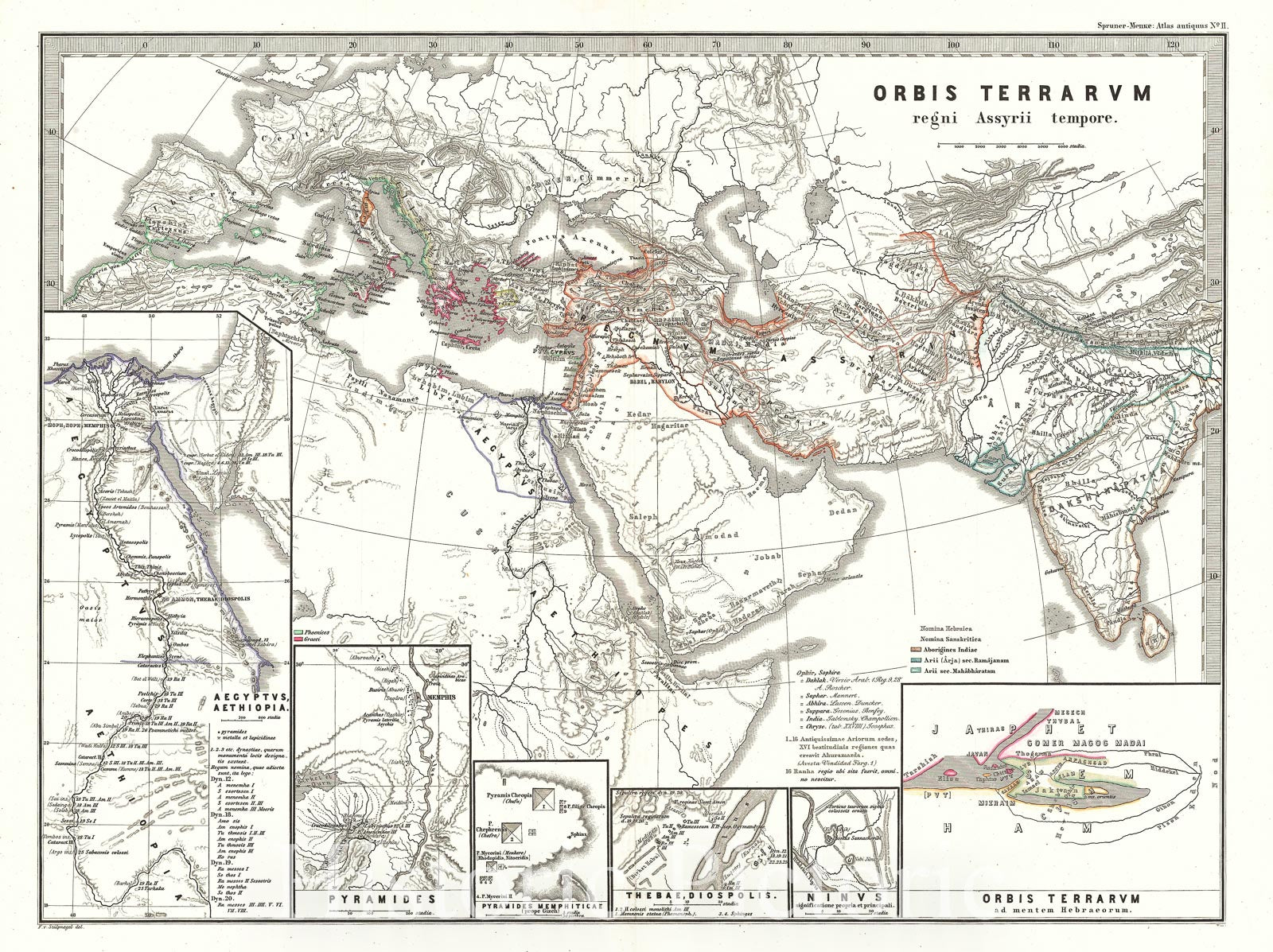 Historic Map : Spruner Map of The World Under The Assyrian Empire, 1865, Vintage Wall Art