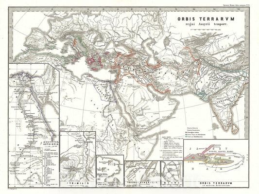 Historic Map : Spruner Map of The World Under The Assyrian Empire, 1865, Vintage Wall Art