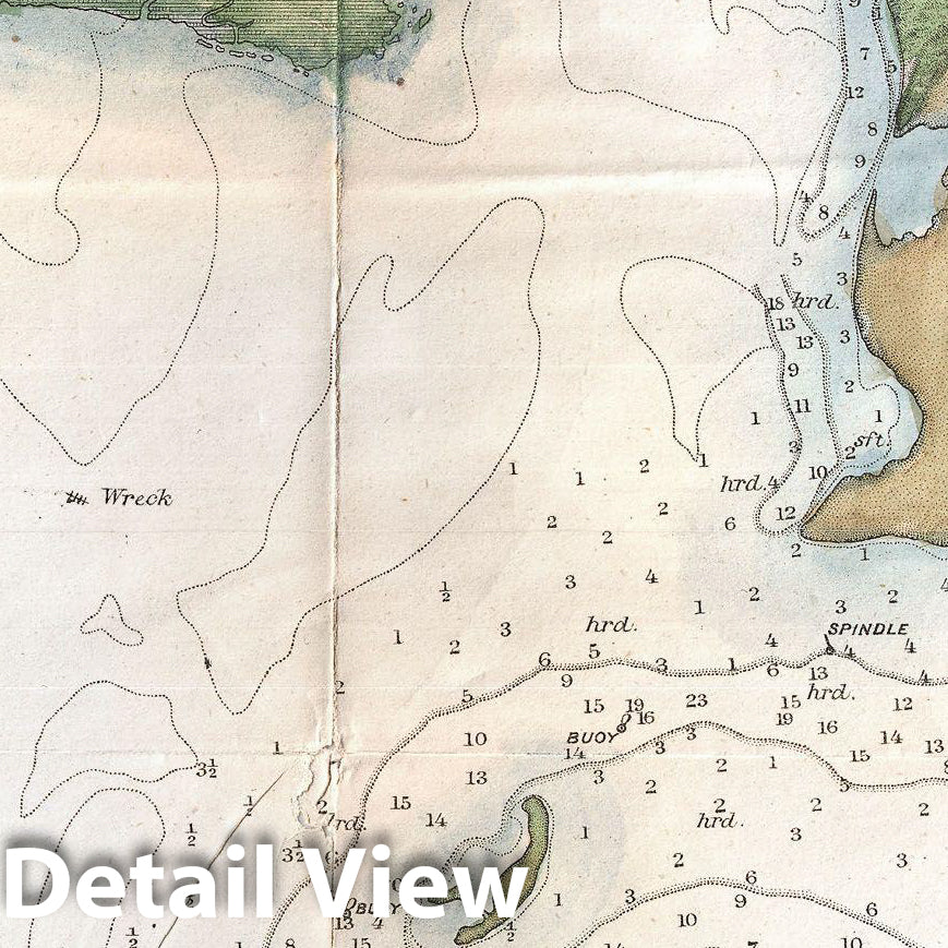 Historic Map : U.S. Coast Survey Map of Barnegat Inlet (Long Beach Island), New Jersey , 1865, Vintage Wall Art