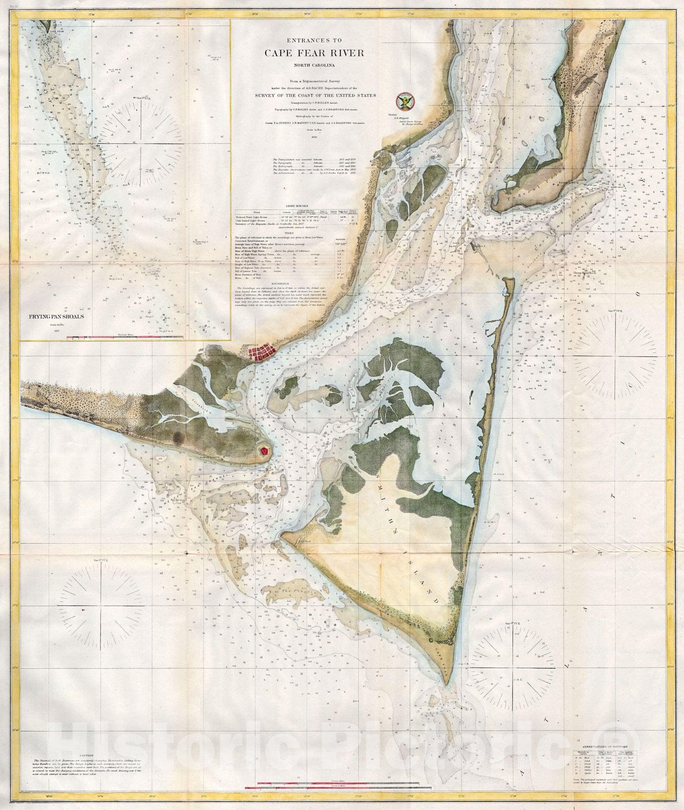 Historic Map : U.S.C.S. Map of Cape Fear and Vicinity, North Carolina, Version 2, 1866, Vintage Wall Art