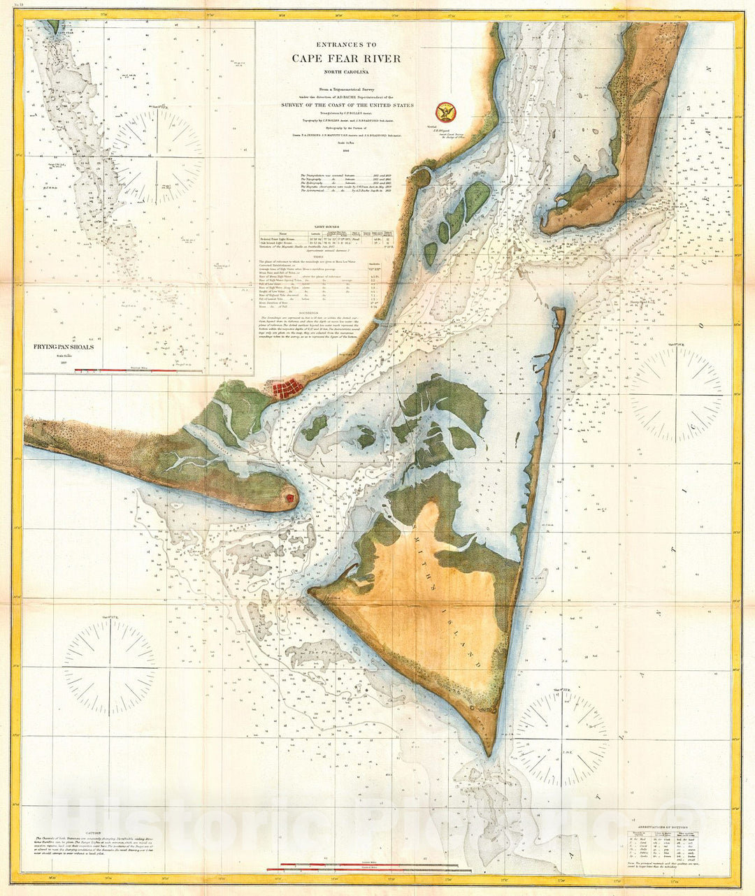Historic Map : U.S.C.S. Map of Cape Fear and Vicinity, North Carolina, Version 3, 1866, Vintage Wall Art