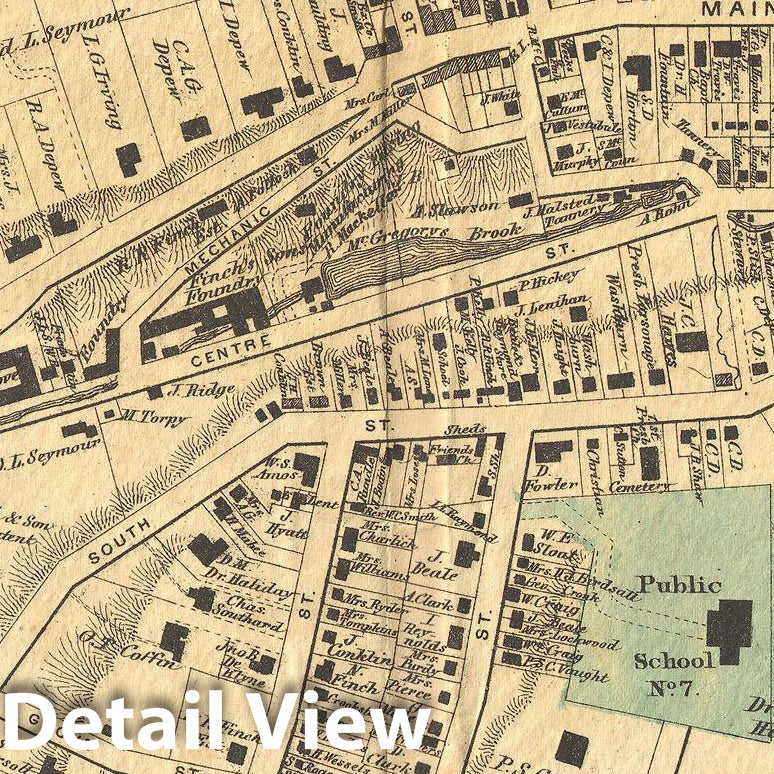 Historic Map : Beers Map of Peekskill, Westchester, New York, 1867, Vintage Wall Art