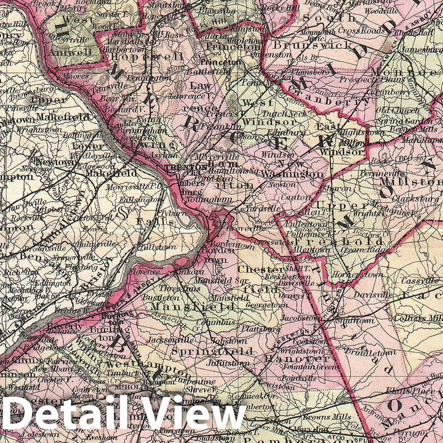 Historic Map : Colton Map of New Jersey, Version 4, 1868, Vintage Wall Art