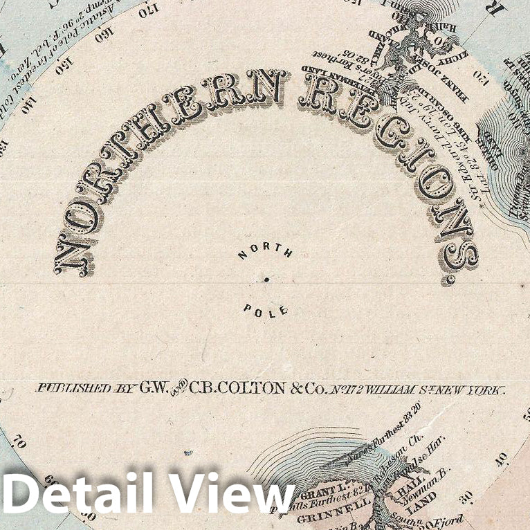 Historic Map : Colton Map of The Arctic or North Pole, Version 3, 1873, Vintage Wall Art