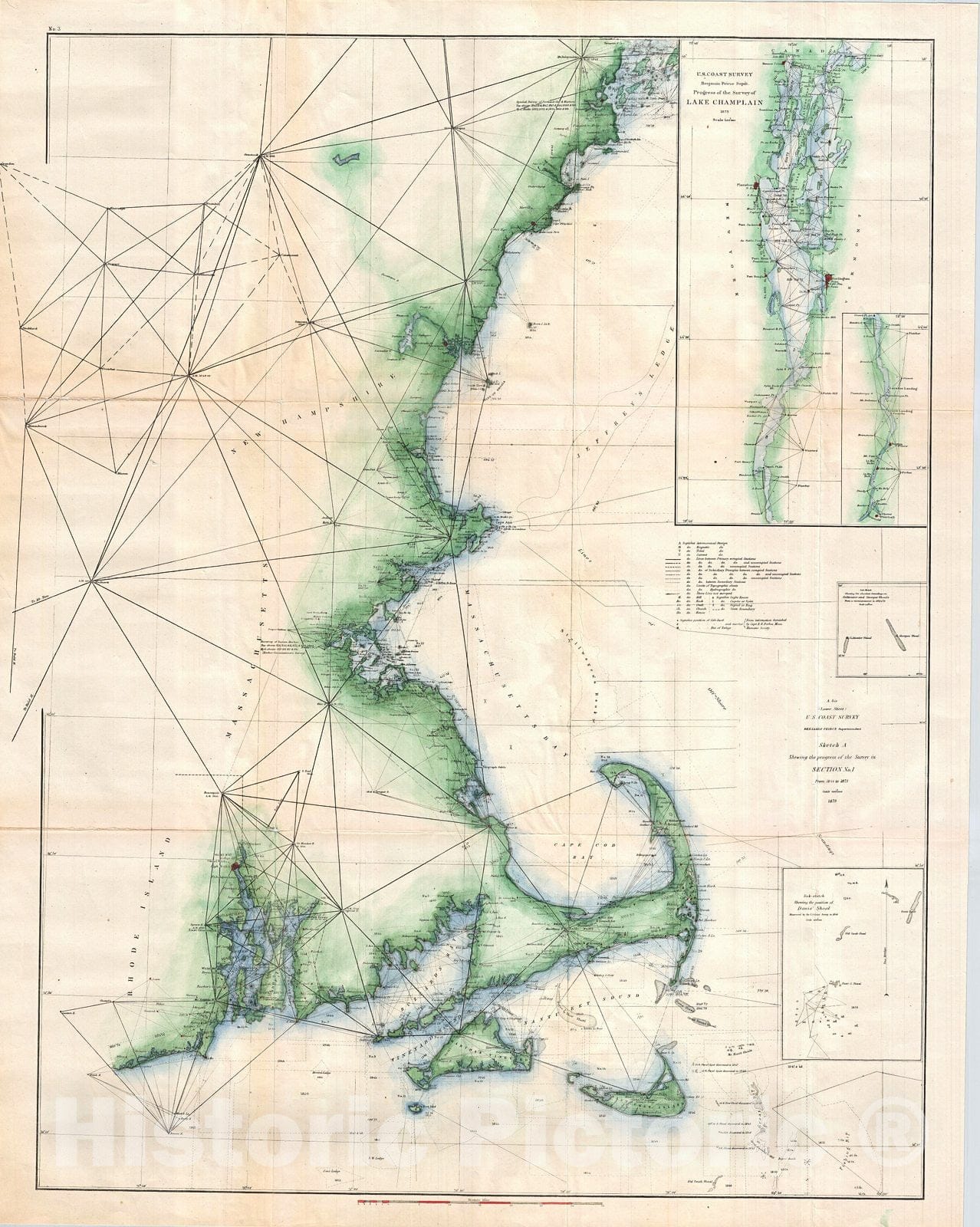 Historic Map : U.S. Coast Survey Chart of Map of Cape Cod, Nantucket, Marthas Vineyard, and Cape Ann, 1873, Vintage Wall Art
