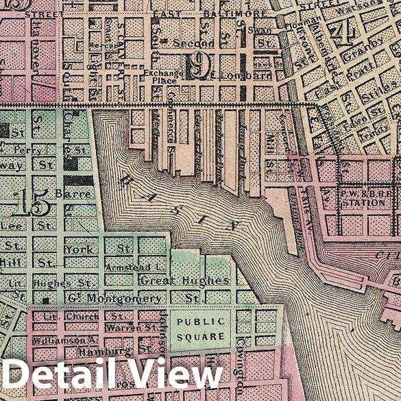 Historic Map : Gray Map of Baltimore, Maryland , 1874, Vintage Wall Art