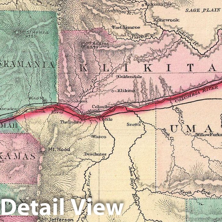 Historic Map : Gray Map of Washington anArtegon, 1875, Vintage Wall Art