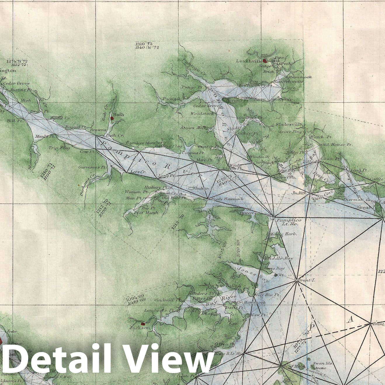 Historic Map : U.S. Coast Survey Chart or Map of The Carolina Coast , 1875, Vintage Wall Art
