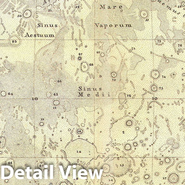 Historic Map : Perthes, Stieler Map of The Moon , 1880, Vintage Wall Art