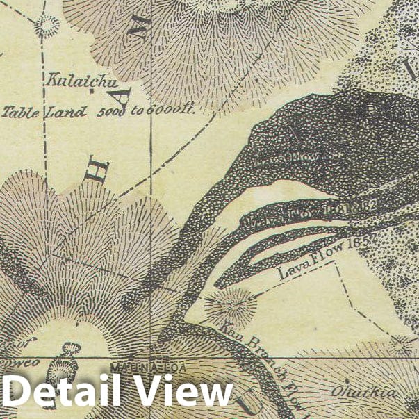 Historic Map : U.S.G.S. Map of The Island of Hawaii , 1883, Vintage Wall Art