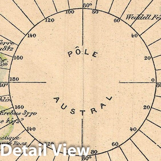 Historic Map : Hachette Map of Antarctica, 1890, Vintage Wall Art