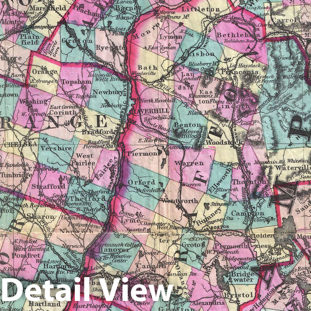 Historic Map : Colton Pocket Map of Vermont and New Hampshire, 1892, Vintage Wall Art