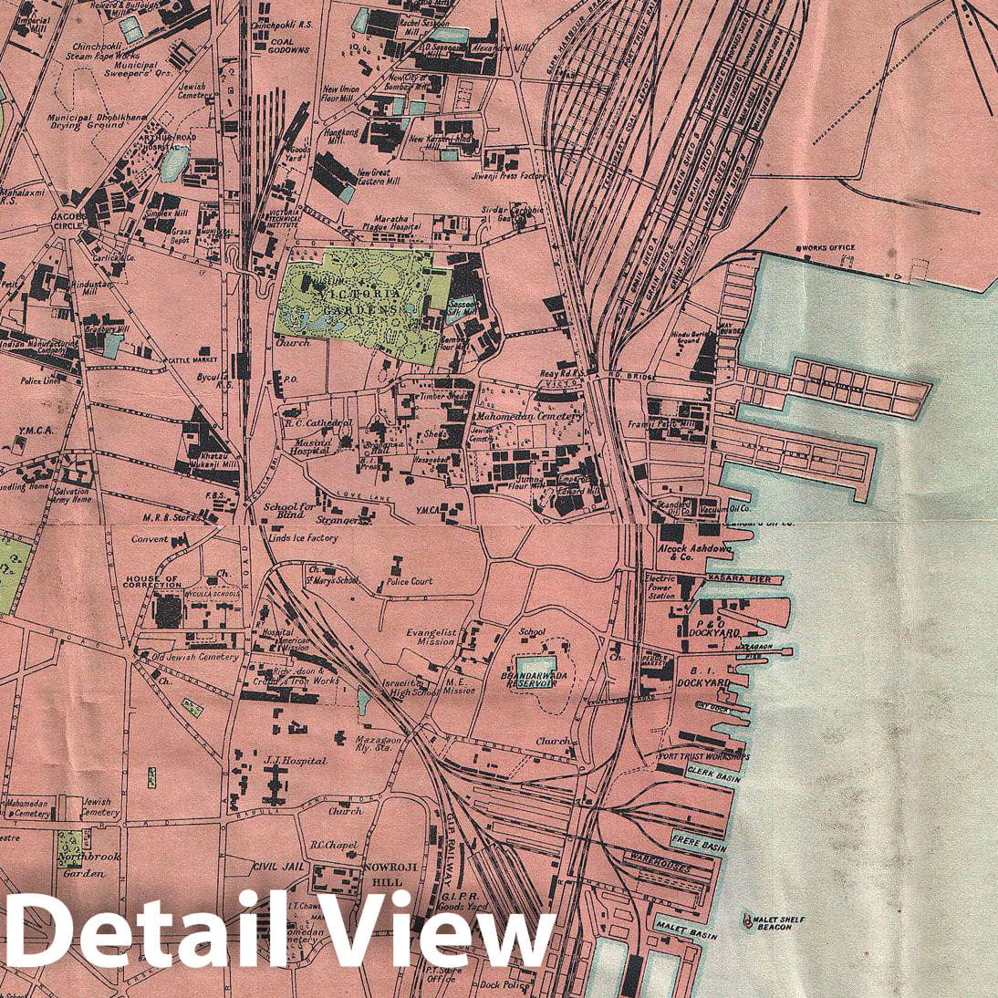 Historic Map : Times of India Map of Bombay, India, 1895, Vintage Wall Art