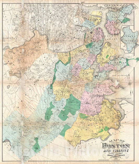 Historic Map : Sampson and Murdock Map of Boston, Massachusetts and Vicinity , 1896, Vintage Wall Art