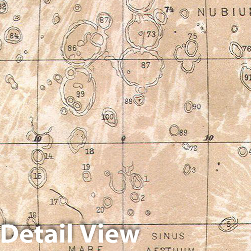 Historic Map : Brockhaus Map of The Moon , 1898, Vintage Wall Art