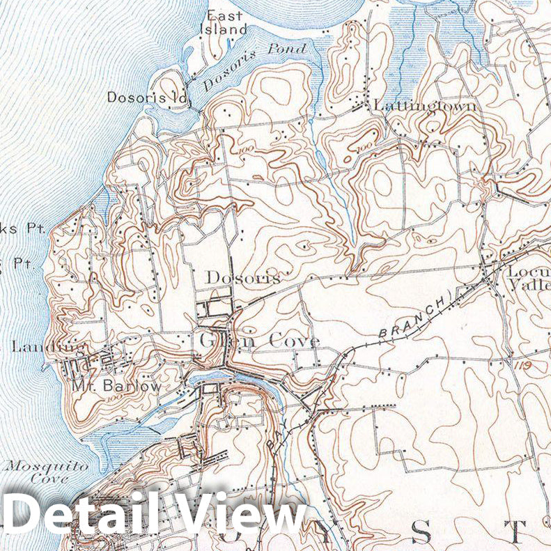 Historic Map : U.S.G.S. Map of Oyster Bay, Long Island, New York , 1900, Vintage Wall Art