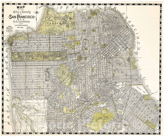 Historic Map : Candrain Map of San Francisco, California, 1932, Vintage Wall Art