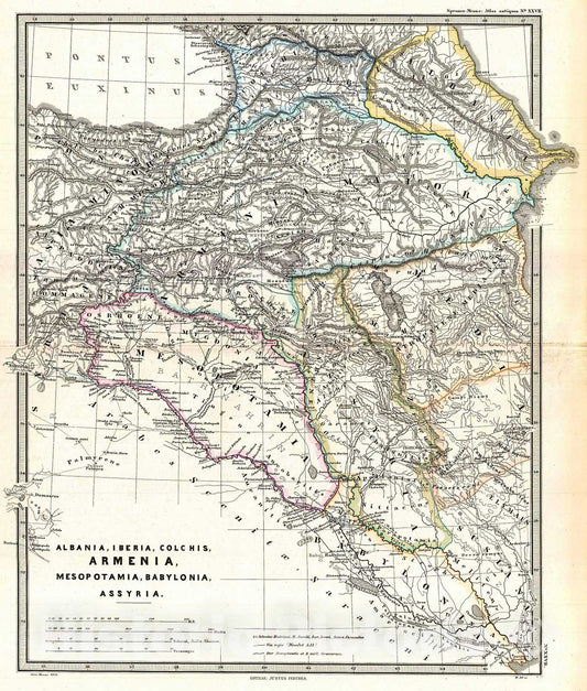 Historic Map : Spruner Map of The Caucasus and Iraq in Antiquity , 1965, Vintage Wall Art