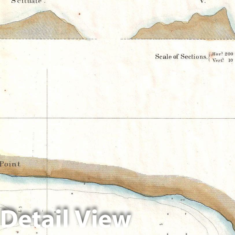 Historic Map : U.S. Coast Survey Map or Chart of Edgartown Harbor, Martha's Vineyard, Massachusetts, 1871, Vintage Wall Art