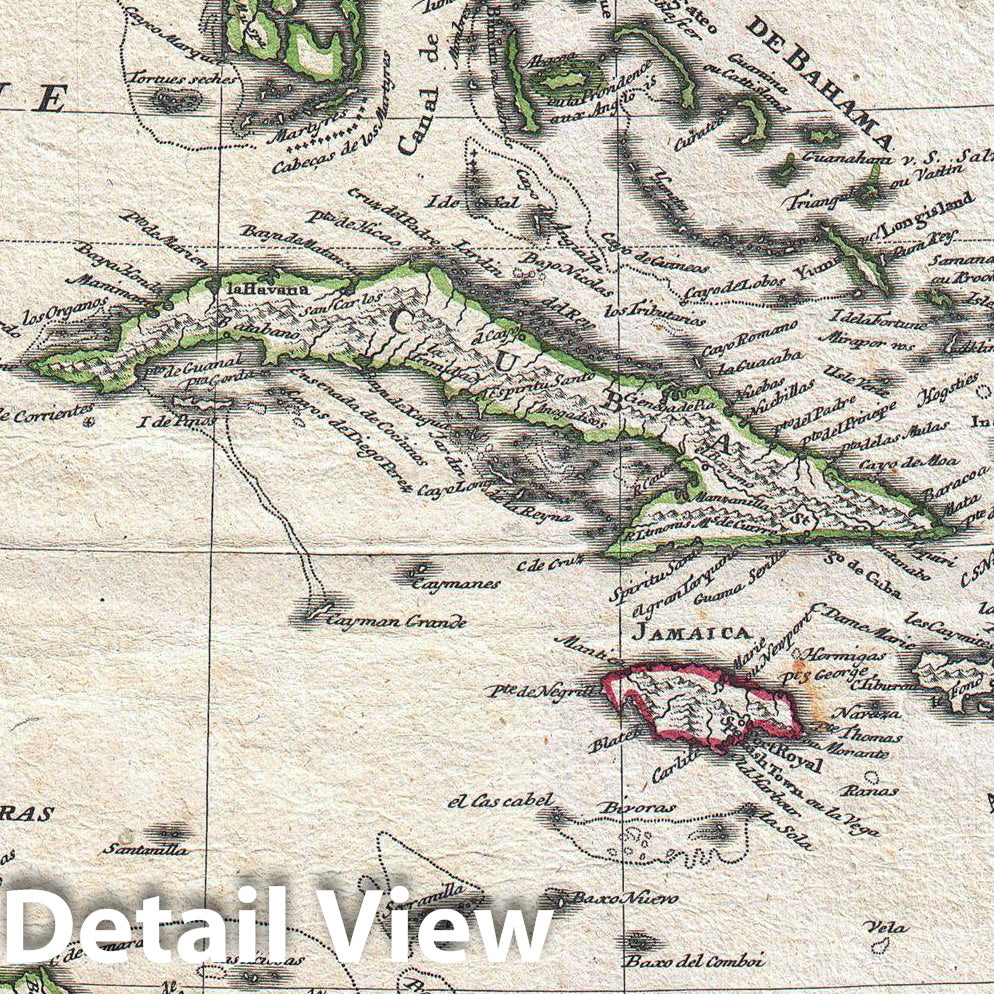Historic Map : D'Anville Map of Florida and The West Indies by Homann Heirs, 1737, Vintage Wall Art