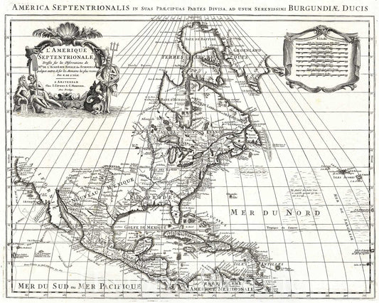Historic Map : De L'Isle Map of North America (Covens and Mortier ed.), 1708, Vintage Wall Art
