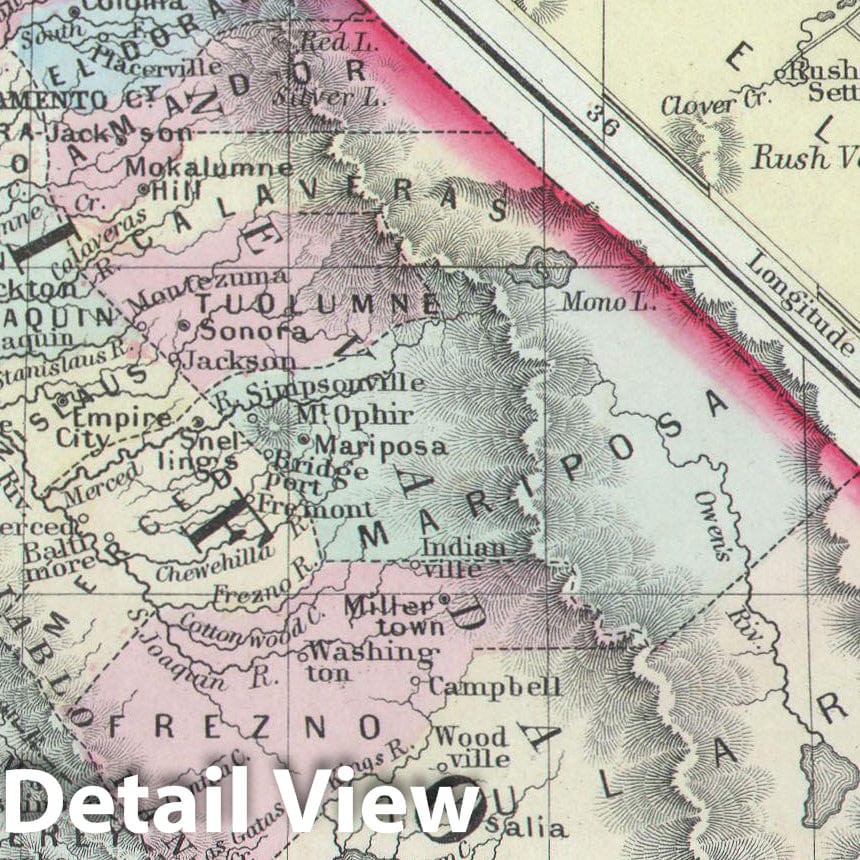 Historic Map : Mitchell's Map of California, 1860, Vintage Wall Art