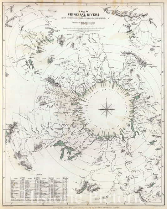 Historic Map : S.D.U.K. Comparative Map or Chart of The World's Great Rivers, 1834, Vintage Wall Art