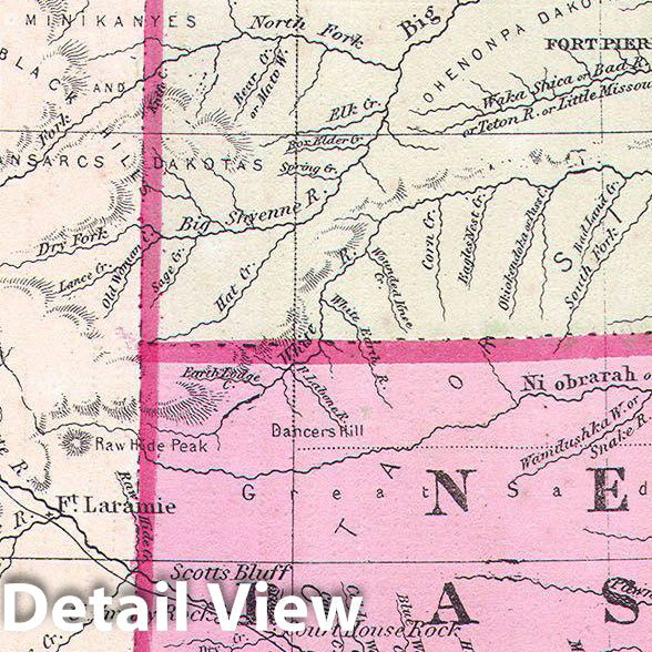 Historic Map : Johnson's Map of Colorado, Dakota, Idaho, Nebraska & Kansas , 1863, Vintage Wall Art