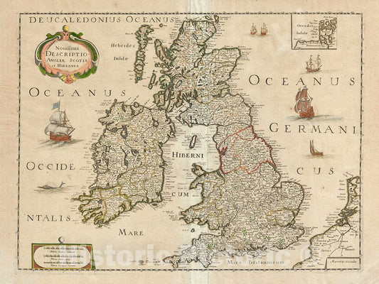 Historic Map : Sanson and Mariette Map of The British Isles, 1650, Vintage Wall Art