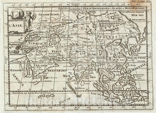 Historic Map : Martineau Map of Asia, 1700, Vintage Wall Art