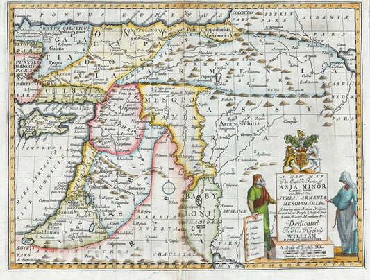 Historic Map : Wells Map of Asia Minor, Israel, Palestine, Syria, Jordan and Iraq, 1712, Vintage Wall Art