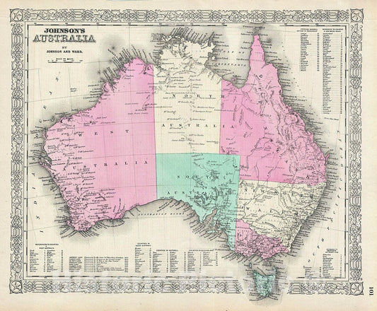 Historic Map : Johnson Map of Australia, Version 2, 1864, Vintage Wall Art