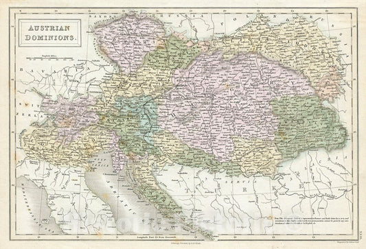 Historic Map : Black Map of The Austrian Empire, Version 2, 1851, Vintage Wall Art