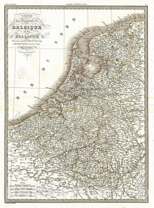 Historic Map : Lapie Map of The Kingdom of Belgium and Holland, 1833, Vintage Wall Art