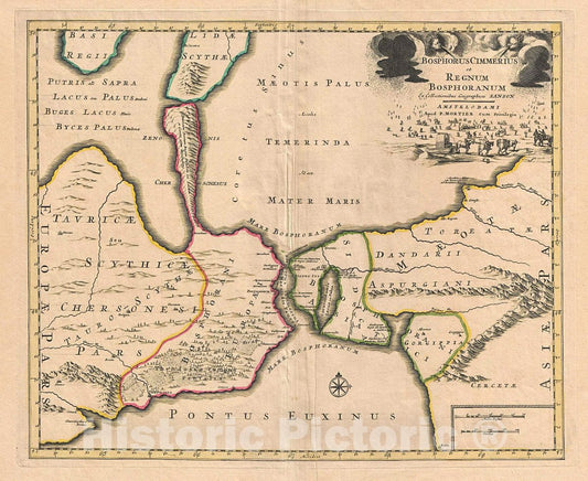 Historic Map : Sanson/Mortier Map of The Kerch Strait with Crimea and Russia, 1705, Vintage Wall Art
