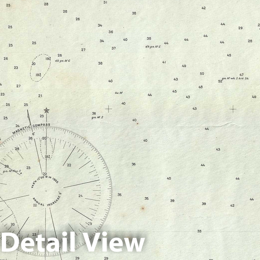 Historic Map : U. S. Coast Survey Chart or Map of Boston Bay, Massachusetts, 1905, Vintage Wall Art
