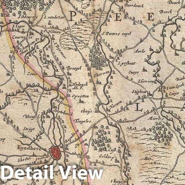 Historic Map : De Wit Map of Brabant (Part of Holland and Belgium), 1721, Vintage Wall Art