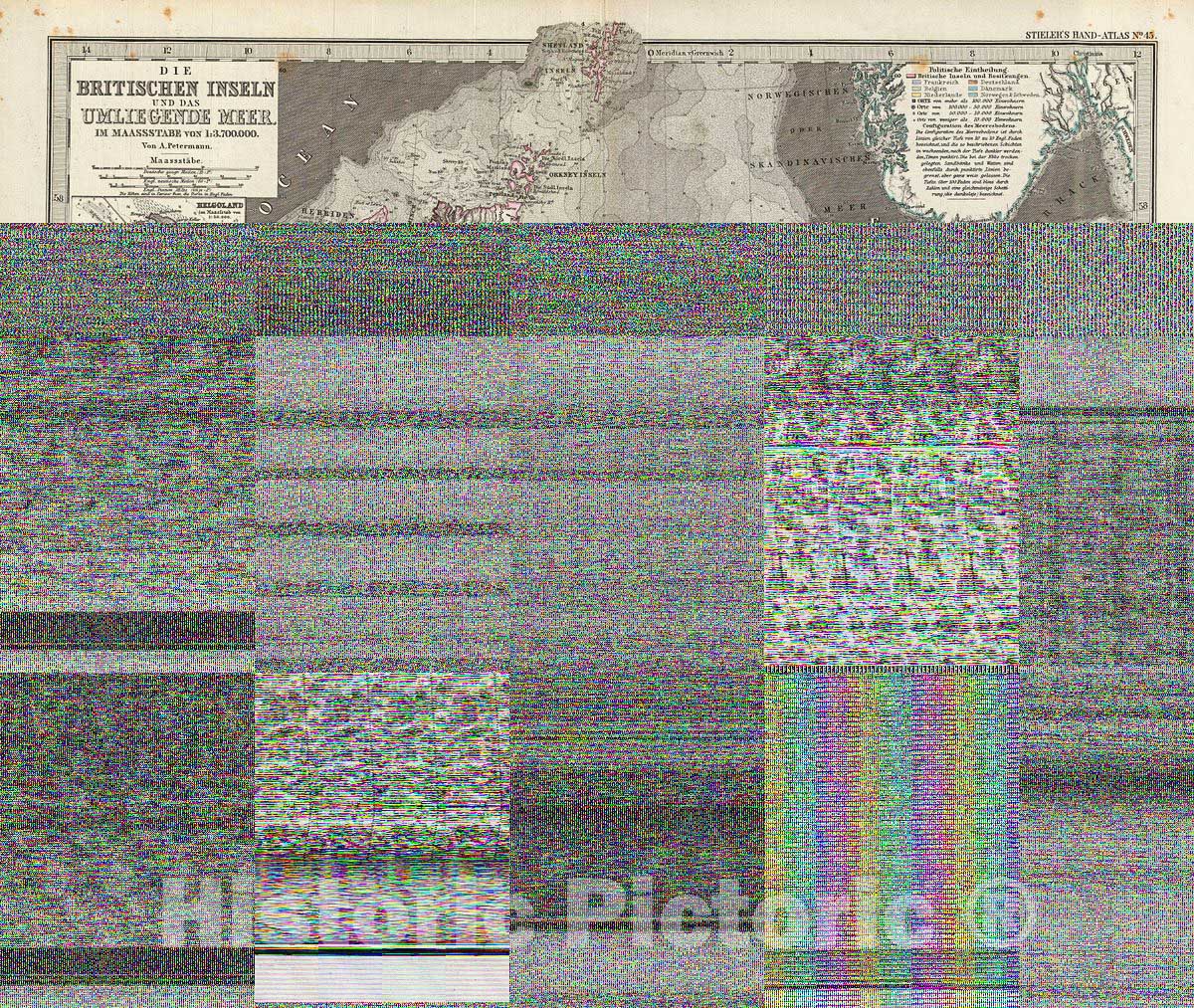 Historic Map : Stieler Map of The British Isles, 1873, Vintage Wall Art