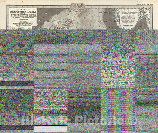 Historic Map : Stieler Map of The British Isles, 1873, Vintage Wall Art