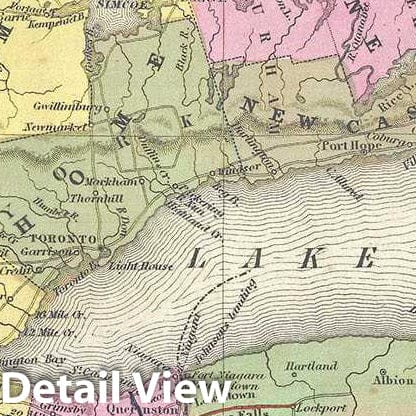 Historic Map : Mitchell Map of Ontario, Upper Canada or Canada West, 1849, Vintage Wall Art