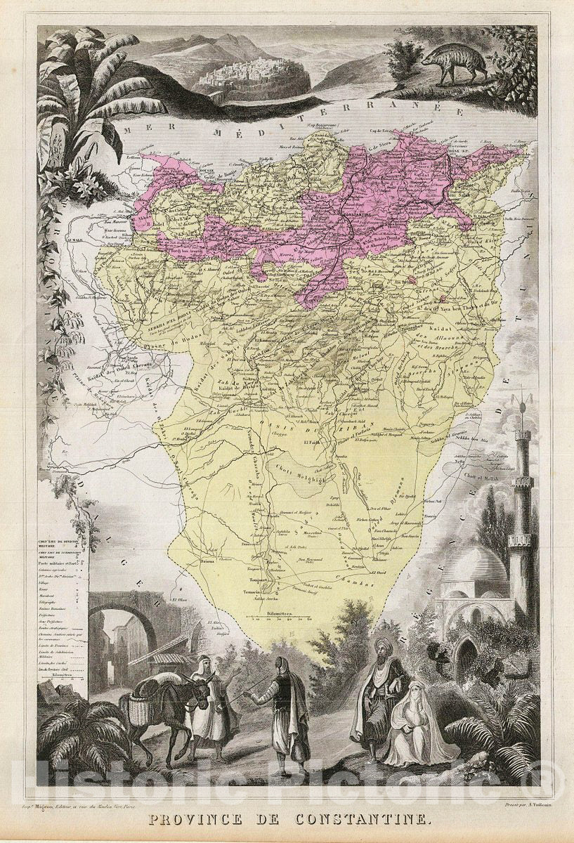 Historic Map : Migeon Map of The Constantine Province, Algeria, 1878, Vintage Wall Art