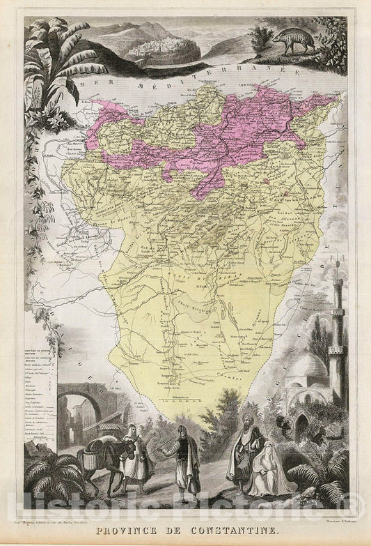 Historic Map : Migeon Map of The Constantine Province, Algeria, 1878, Vintage Wall Art