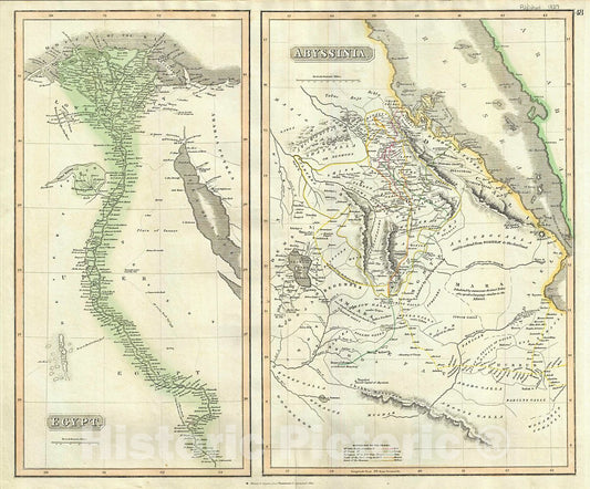 Historic Map : Thomson Map of Egypt and Abyssinia (Ethiopia), 1817, Vintage Wall Art