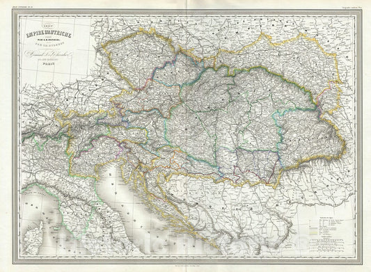 Historic Map : Dufour Map of The Austrian Empire, 1860, Vintage Wall Art
